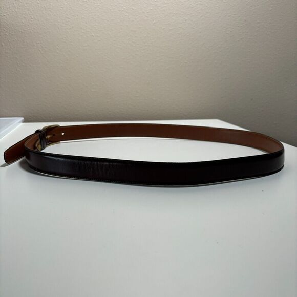 Trafalgar Mens Cognac Brown Genuine Cortina Leather Dress Belt Sz‎ 44 USA Made - Picture 5 of 11
